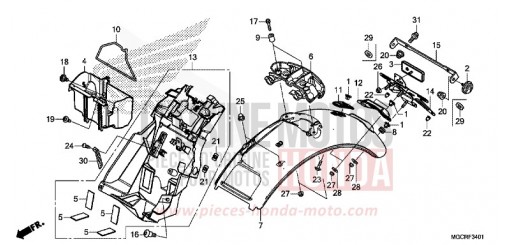KOTFLUEGEL, HINTEN (CB1100CA/CAD/NA/NAD) CB1100NAJ de 2018